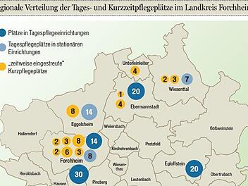 Die wichtigsten Pflegestützpunkte im Landkreis. Grafik: Klaus Heim