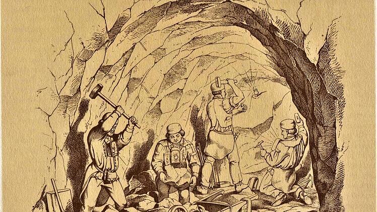 Alexander von Humboldt hatte sich vor über 200 Jahren um den darnieder liegenden Bergbau im Frankenwald große Verdienste erworben. Unsere Zeichnung zeigt die Arbeitswelt im Bergbau um 1800.Repro: Gerd Fleischmann