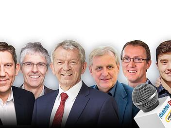 Am Montag, 17. Februar, diskutieren miteinander (v.l.): Andreas Schwarz (SPD), Bernd Fricke (Die Gr&uuml;nen), Johann Kalb (CSU), Bruno Kellner (FW/&Uuml;WG), Tobias Sieling (&Ouml;DP) und Marco Strube (FDP).  Grafik: Micho Haller