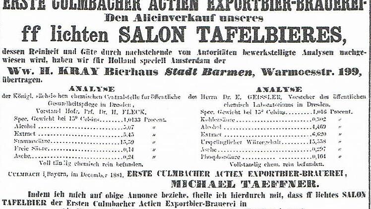 Anzeige vom 10 Januar 1882 in "Amsterdamsche Courant, Algemeen Handelsblad".  Foto: privat