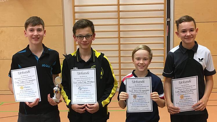 Die besten Jungen der AK 13. Von links: Sieger Oskar Fiedler (Unterzettlitz), Noah Leffer (Weidhausen), Emil Hetz (Unterlauter) und Leon Pawlow (Unterlauter).