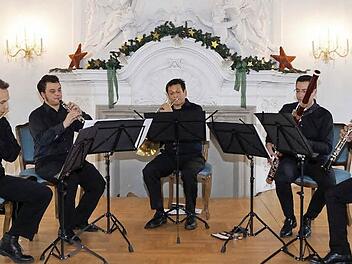 Die fünf Musiker zeigten konstant ein exzellentes Spiel: Marcos Fregnani (Flöte), Mikhail Zhuravlev (Oboe), William Tuttle (Horn), Pierre Martens (Fagott) und Christoph Müller (Klarinette). Foto: Denise Burkhardtz