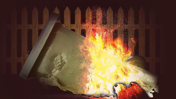 Zwei Mal zündetet der Brandstifter Mülltonnen in der Nachbarschaft an. Illustration: Franziska Schäfer