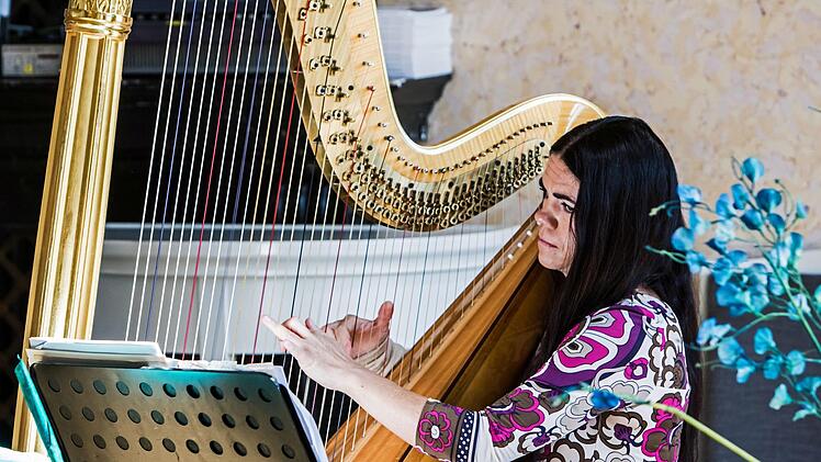 Zauberhafte Harfenklänge: Melanie Alban beim "Concert for Kids" im Coburger Landestheater.Foto: Jochen Berger