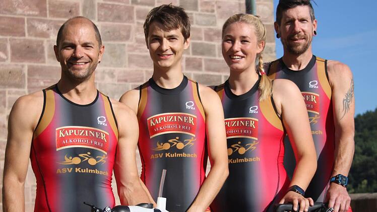 Die Kulmbacher Triathleten mit (von links) Oliver Engelhardt, Carsten Friedmann, Pauline Schweens und Marc Heller. Es fehlt: Philipp Neumeister. Foto: privat