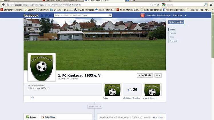 Der 1.FC Knetzgau informiert seine Fans auch auf Facebook.