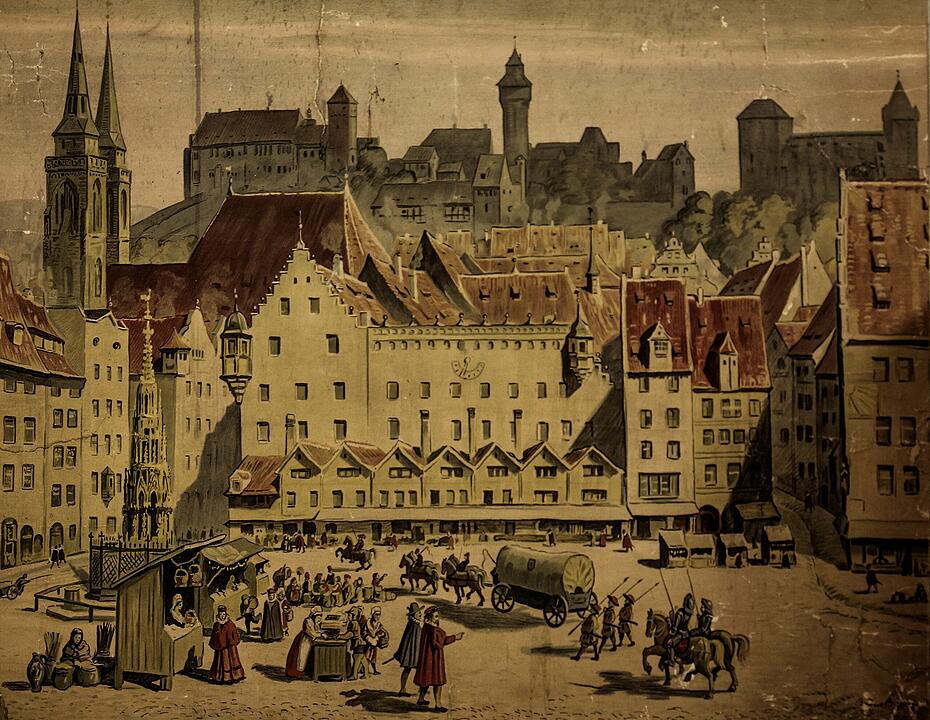 Der Hauptmarkt in Nürnberg im Mittelalter