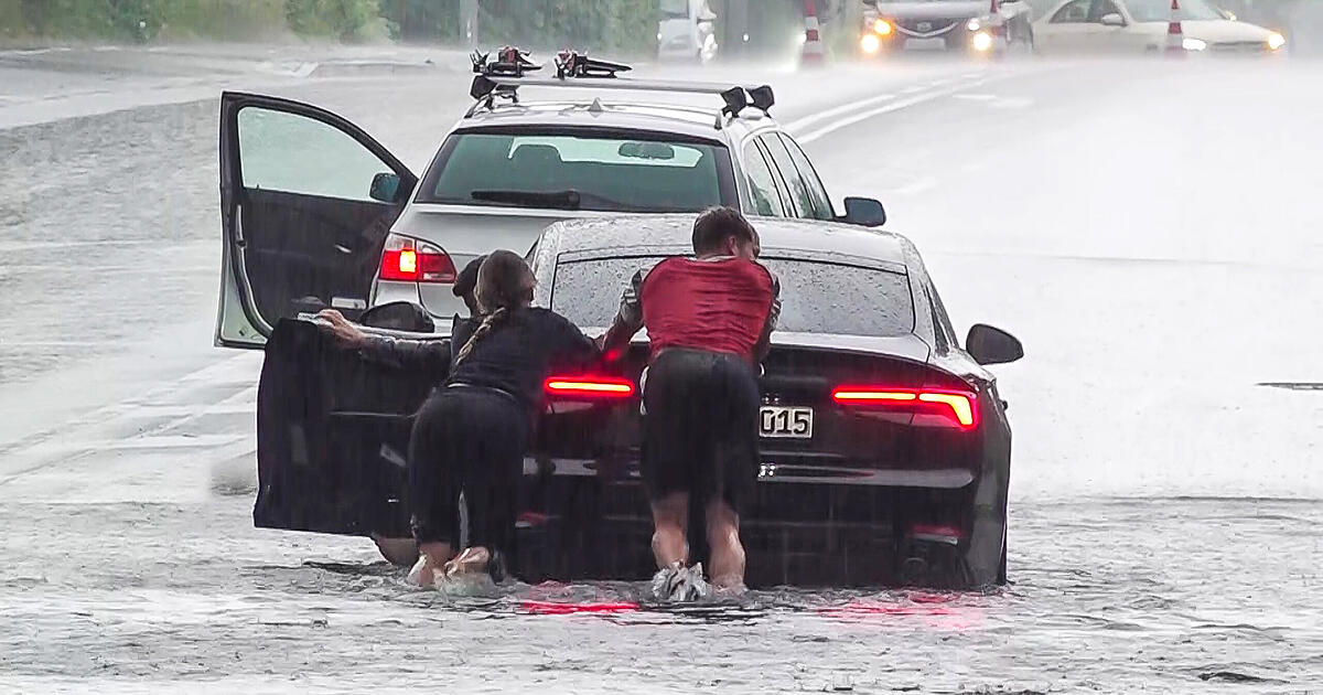 Weather chaos in Franconia: heavy rain, floods - people have to be rescued