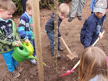 Die Kinder aus Wartmannsroth und den Gemeindeteilen, hier beim Baumpflanzen, werden auch weiter besonders gefördert. Foto: Gerd Schaar (Archiv)