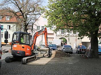 Auf dem Anger werden station&auml;re Stromk&auml;sten errichtet.  Foto: Thomas Malz