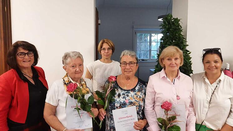 Ehrungen standen bei der FU Heroldsbach an (v. l.): Lucia Bezold (Ortsvorsitzende FU Heroldsbach), Maria Ansorge, Bettina Knauer, Gerda Jakob, Olga Rösch (Stellvertretende Ortsvorsitzende FU Heroldsbach) und Tanja Herbert-Nebe (Vorsitzende der Kre...