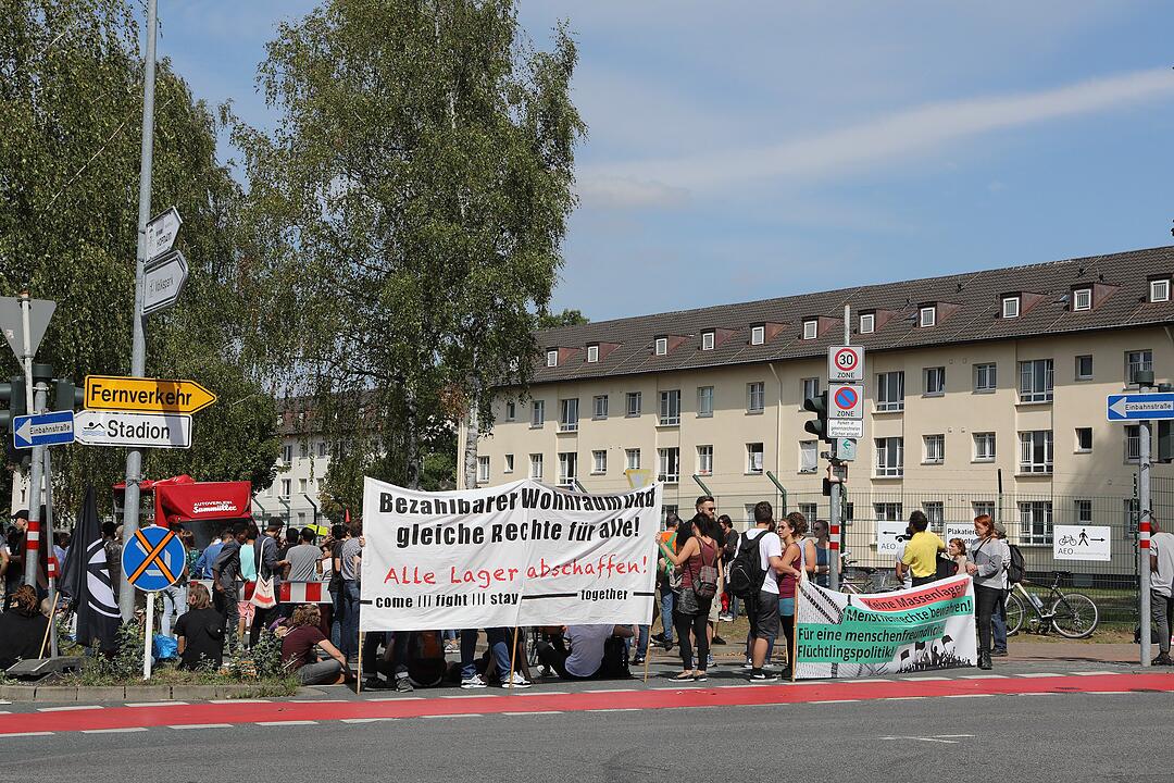 Bamberg; Demo gegen Massenlager und Anker-Zentren; Foto: Barbara Herbst