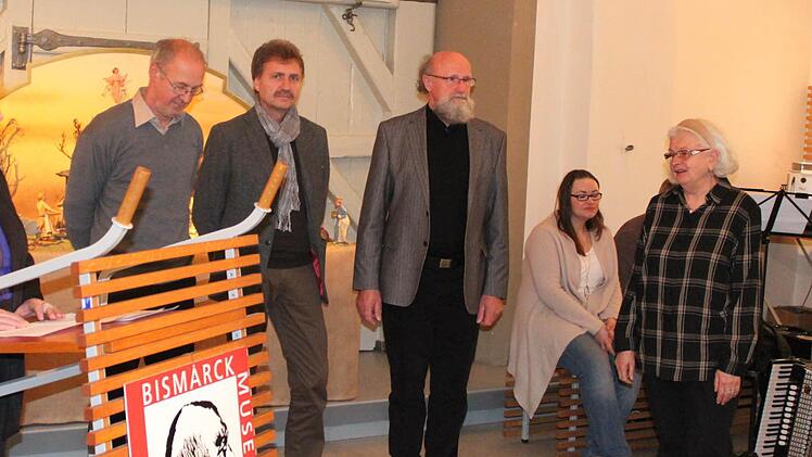 Die Künstler Herbert Holzheimer, Steffen Kranz, Robert Frank und Claudia Maria Lay (von links).