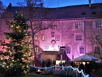 Das illuminierte Aschacher Schloss in vorweihnachtlicher Stimmung.  Foto: Sigismund von Dobschütz