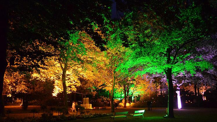 In einen farbenprächtigen Zauberwald verwandelte sich der Bad Bockleter Kurgarten. Foto: Peter Rauch