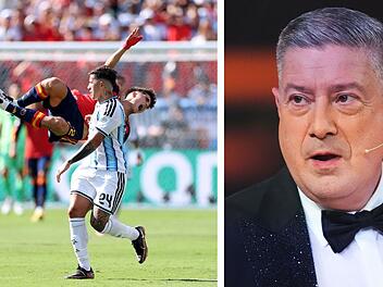 Argentinien (links: Enzo Fernandez gegen Spaniens Pau Cubars&iacute;) ging im WM-Finale nicht zimperlich zu Werke. TV-Star Joachim Llambi (rechts) fand daf&uuml;r deutliche Worte.