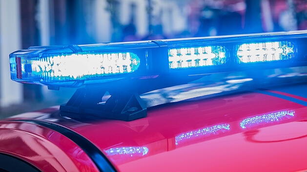 Flashing Blue Light Bar on a german Fire Truck