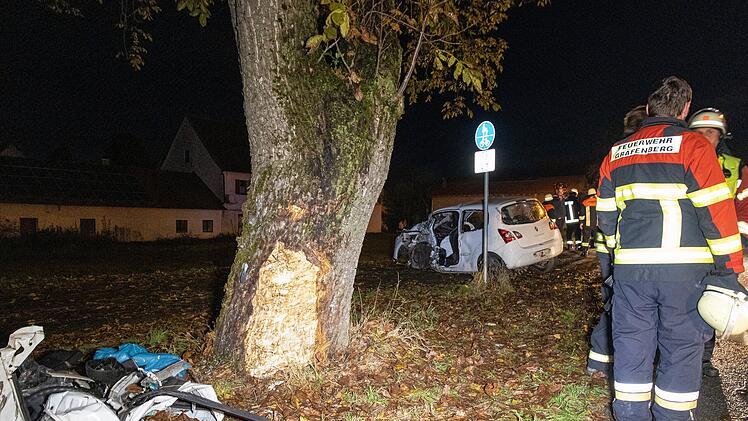 Auto prallt gegen Baum: Vier Menschen schwer verletzt