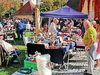 Auf dem Flohmarkt gab es so gut wie alles von Schallplatten über Bücher bis  alten Bilderrahmen, Porzellan und Schmuck. Foto: Dieter Britz