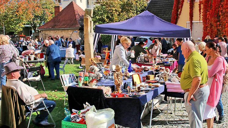 Auf dem Flohmarkt gab es so gut wie alles von Schallplatten über Bücher bis  alten Bilderrahmen, Porzellan und Schmuck. Foto: Dieter Britz