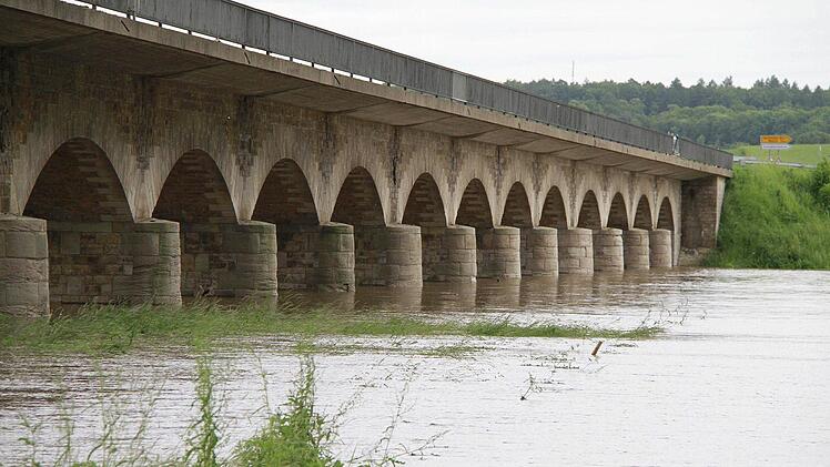 Die Flutbrücke in Haßfurt