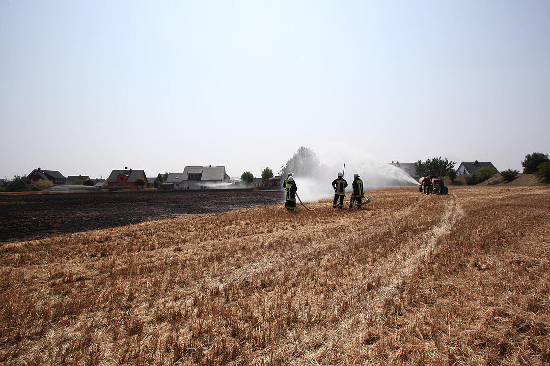Feldbrand drohte auf Wohngebiet überzugreifen