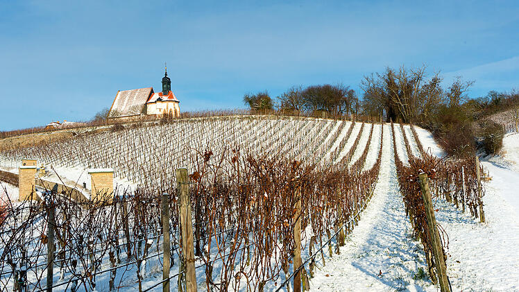 Weinberge im Winter mit Kapelle Maria im Weingarten