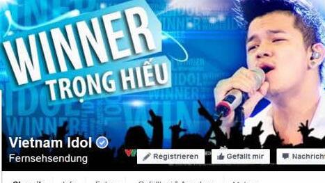 Trong Hieu Nguyen auf dem Titelbild der offiziellen Facebookseite von Vietnam Idol.  Screenshot: Benedikt Borst