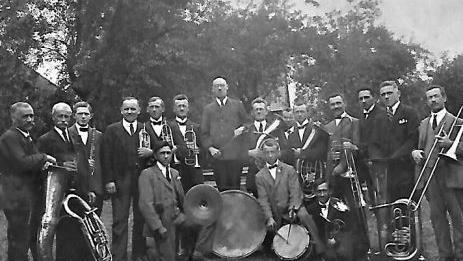Die Stockheimer Musikanten im Jahr 1926Repro: Gerd Fleischmann