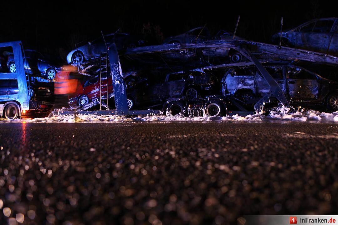 Lkw fängt auf A6 bei Herriden Feuer