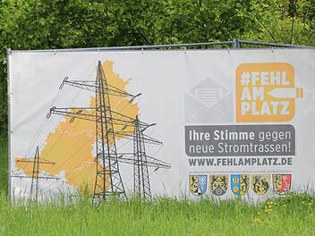 Ein Protestplakat der Landkreise am Ortseingang von Bad Staffelstein.Jutta Rudel