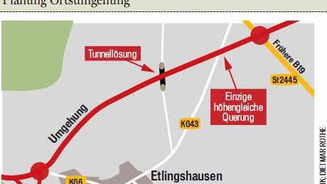 Das ist der Plan für den Umbau der Kreisstraße KG 43 von der Rottershäuser Kreuzung um Eltingshausen herum. Diese Kreisstraße könnte Teil der B286n werden.