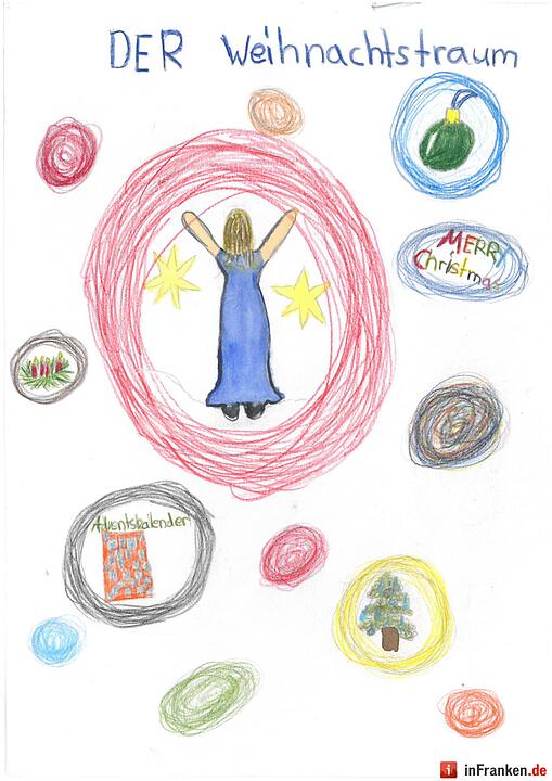 Selbstgemalte Weihnachtsbilder von Kindern aus Franken 2016
