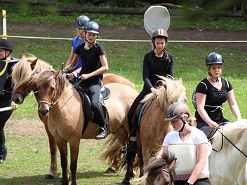 Auf der Oberbacher Freiluft-Bühne im Sinntal wurden sie lebendig, die singenden und tanzenden Haushaltsgegenstände wie Löffel oder Kerzenständer. Die aufwändig gestaltete Kostüme aufs Pferd zu bringen, war eine Herausforderung.  Fotos: Sebastian Schmitt