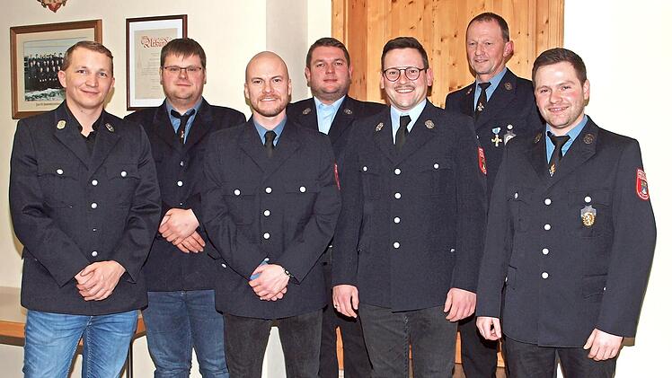 Das neugewählte Vorstandsteam (v. l.): Sebastian Then, Marcel Saam, Sebastian Koch, Michael Zillig, Fabian Leppert, Günther Lamm und Patrick Först