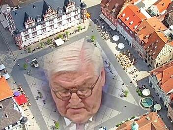 Das ist doch... genau, der Bundespräsident auf dem Coburger Marktplatz im heute-journal. Foto: Oliver Schmidt