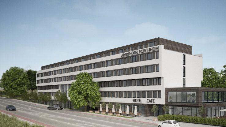 An dem Standort soll ein Hotel mit Gastronomiebetrieb und ein Schülerwohnheim entstehen. Grafik: Projekt Bauart