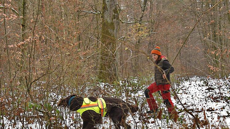 Claudia Brandt -Pecher ist im Einsatz mit ihren Hunden "Braki" und "Hora".Foto: Karl Heinz Wirth