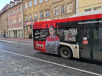 Bus, Stadtbus. Linienbus in Bamberg, Lange Stra&szlig;e
