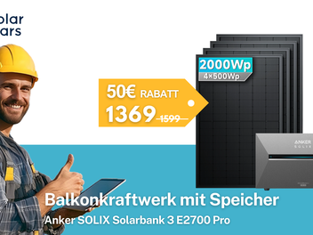 Die Anker SOLIX Solarbank 3 E2700 Pro ermöglicht in Kombination mit bifazialen Solarmodulen eine effiziente Stromproduktion und -speicherung, ideal für den Einsatz als Balkonkraftwerk.