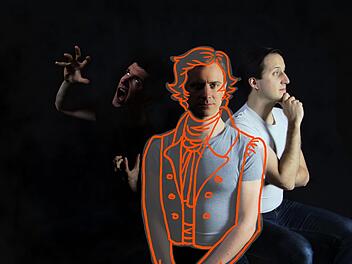 Auf dem Konzertpodium firmieren sie als Aramis-Trio, für ihr Festival "Klanggrenzen" werben sie mit ungewöhnlichen Foto-Motiven (von links): Heiner Reich, Fabian Wankmüller und Martin Emmerich. Foto-Montage: PR