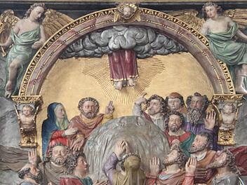 "Christi Himmelfahrt". Altarrelief aus dem Jahr 1598 von Hans Juncker in der Pfarrkirche Sankt Laurentius in Darstadt (Landkreis Würzburg). Foto: Markus Huack (pow)