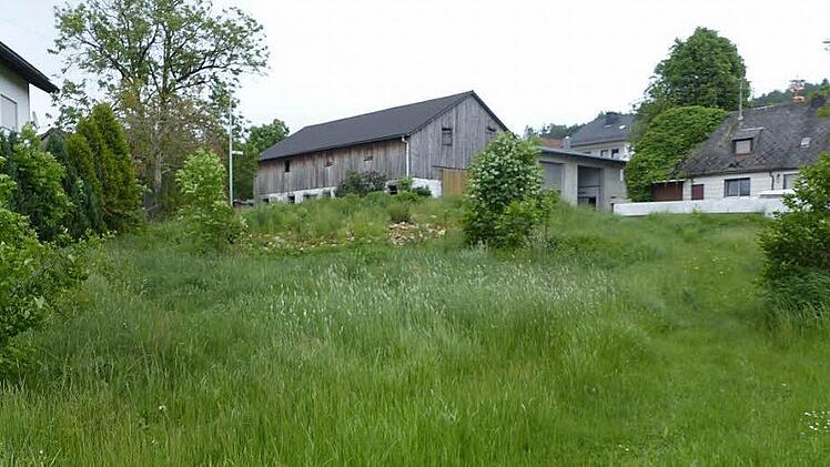 Der Marktleugaster Ortsteil Steinbach erhält eine neue Dorfmitte. Auf dieser Wiese sollen ein neuer Feuerwehrstellplatz und ein Dorfgemeinschaftsraum entstehen. Foto: Klauus-Peter Wulf