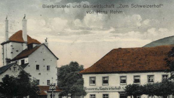 Die Kulmbacher "Schweizerhofbräu" um 1910 auf einer colorierten Postkarte. Foto: privat