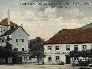 Die Kulmbacher "Schweizerhofbräu" um 1910 auf einer colorierten Postkarte. Foto: privat