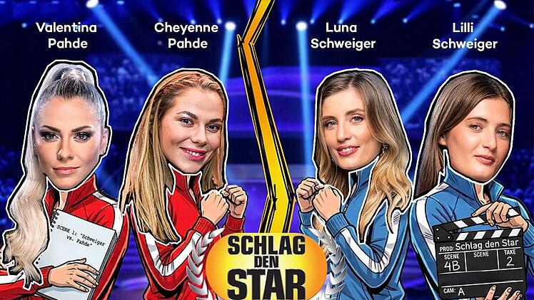 Die Zwillingsschwestern Valentina (links) und Cheyenne (zweite von links) Pahde treten bei "Schlag den Star" gegen die Schwestern Luna (zweite von rechts) und Lilli Schweiger an.