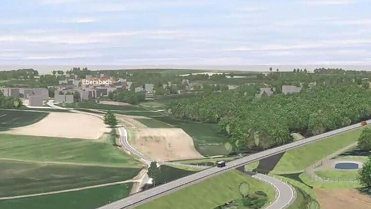 Ausschnitt der geplanten Westumgehung Neunkirchen am Brand mit der Unterführung Richtung Ebersbach Illustrationen: Staatliches Bauamt Bamberg