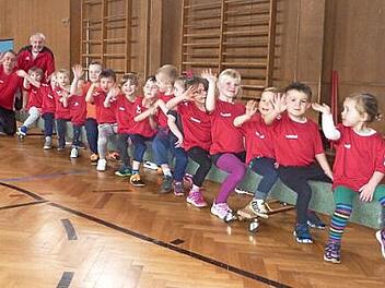 Bambinis des SC Diebach in der Sporthalle.  Foto: Christian Schipper