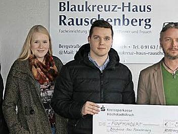 Die Auszubildenden der Martin-Bauer-Group bei der Scheckübergabe ans Blaukreuz-Haus  Foto: Elisabeth Wedel