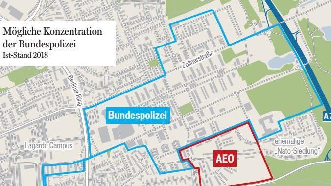 Ein großer Teil des Bamberger Ostens wird von Bundespolizei und AEO belegt. Käme es zu einer Konzentration durch Neubauten, würde